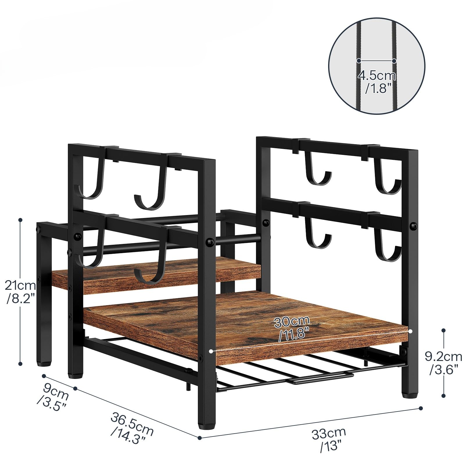 Scaffale Porta Capsule Caffè HOOBRO – Cassetto Per K-Cup E Nespresso, Ganci Per Tazze, Supporto Per Macchina – Marrone Vintage E Nero