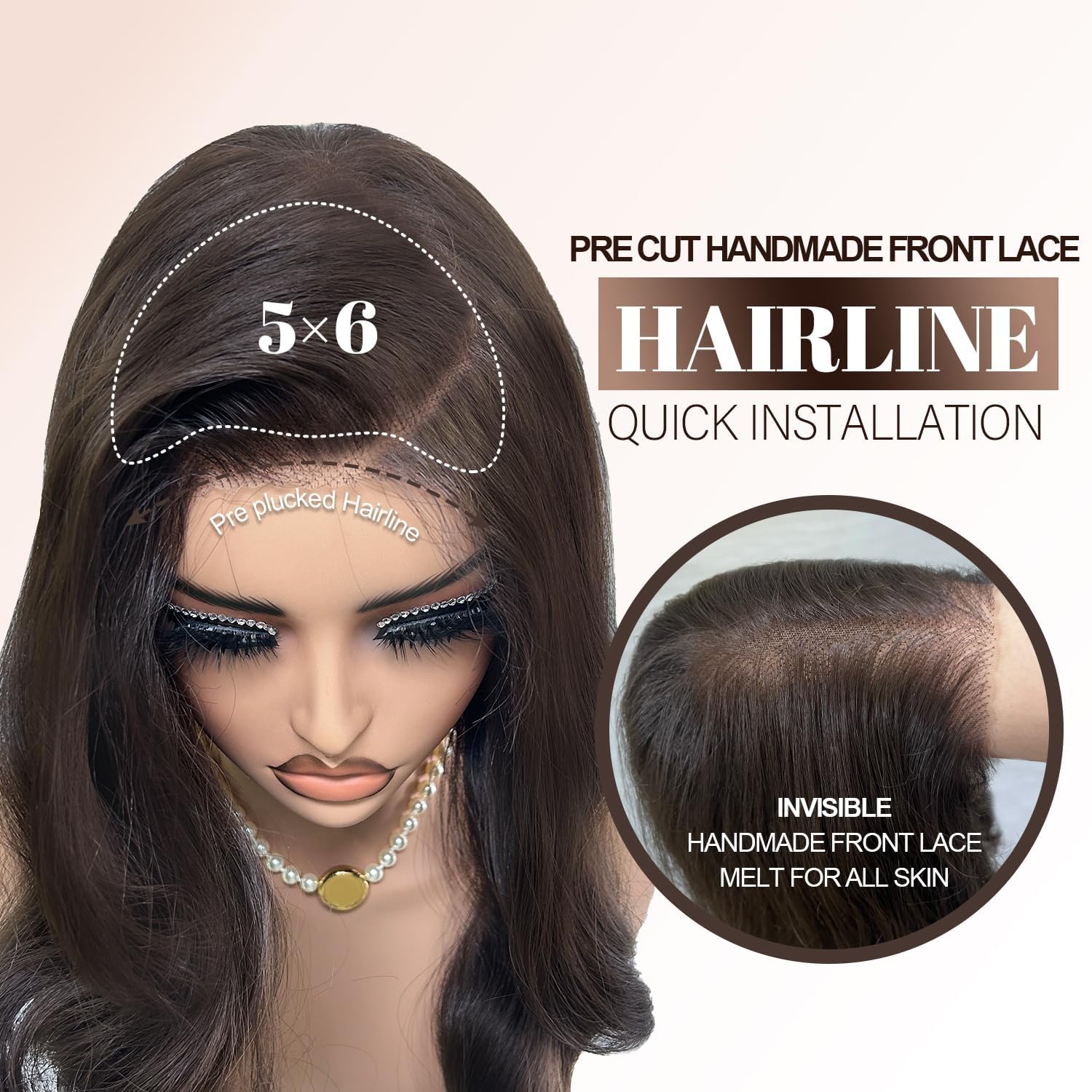 Su Mei.s Lace Front Wig, 6x5 Wear and Go Glueless Body Wave Synthetic lace front Wigs, 26Inch Pre Plucked Pre Cut HD Lace Frontal Wig With Baby Hair (Chocolate Brown, 6x5)