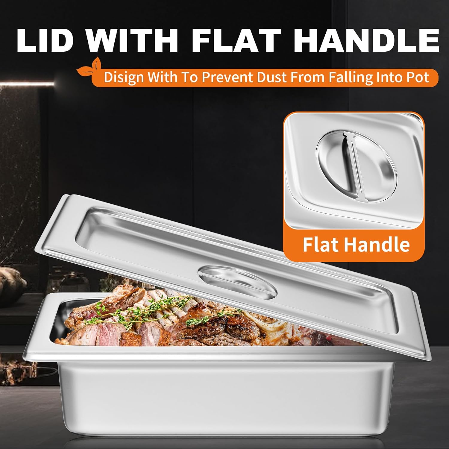 Aplancee 4-Pack Hotel Pans with Lids 1/3 Size x 4 Inch Deep, Commercial Stainless Steel Food Pan Dishwasher Safe for Buffet, Steam Table, Restaurant & Cooking - Image 3