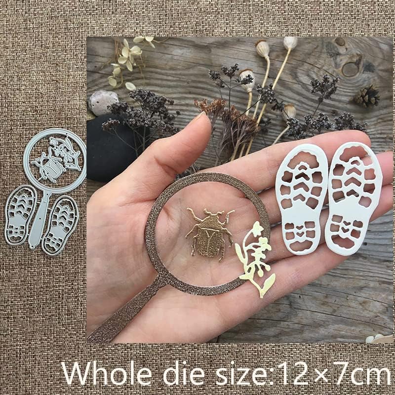 Magnifying Glass Insect Shoe Prints Metal Cutting Dies Scrapbook Die Cuts Card