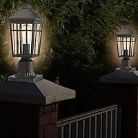 Vista 6 de Darkaway Luces de poste para exteriores + adaptador de luz para poste, iluminación de cubierta de poste de valla para jardín, patio, camino