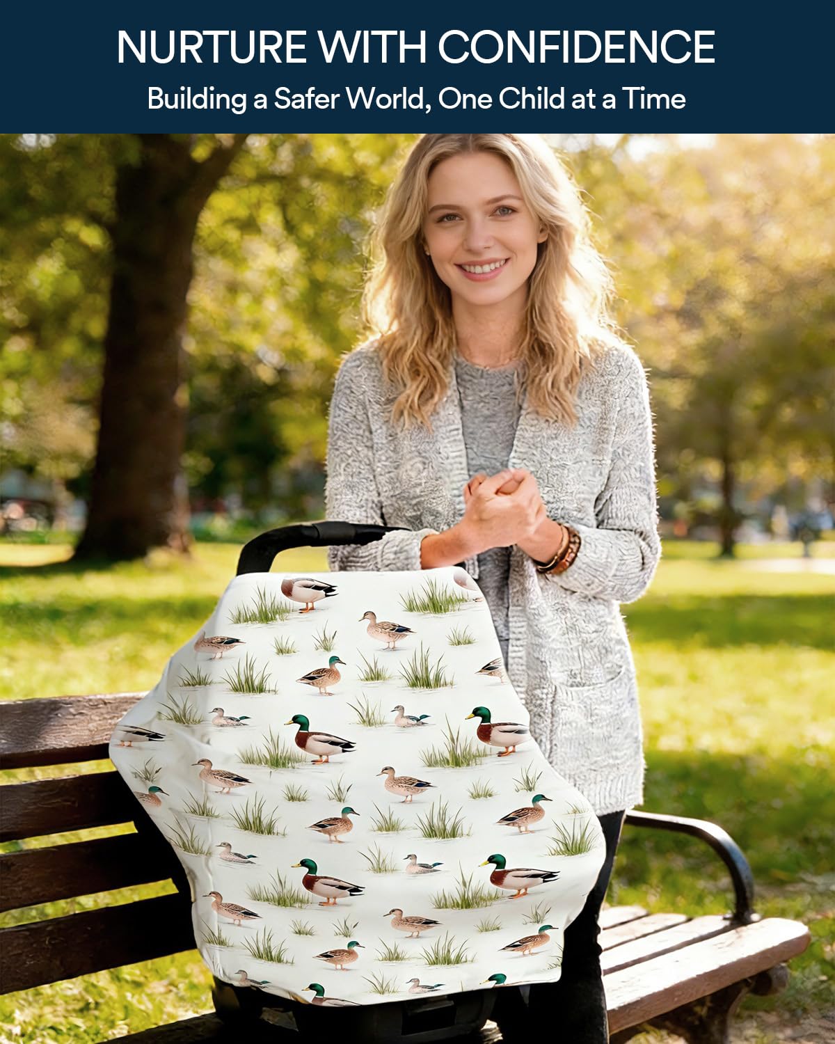 Duck Car Seat Cover & Canopy - Universal Multi-Use Baby Car Seat and Stroller Cover, Breathable Breastfeeding & Nursing Canopy, Newborn Infant Carrier Cover, Baby Shower Gift for Boys and Girls