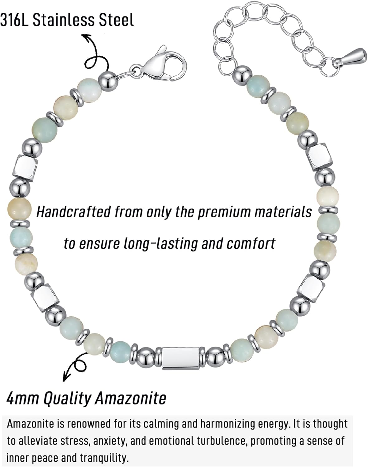 4mm Natural Stone Bracelet with Birthday Cards, 6-21 Year Old Birthday Gifts for Girls Daughter Granddaughter Niece Sister Women Friends - Image 8