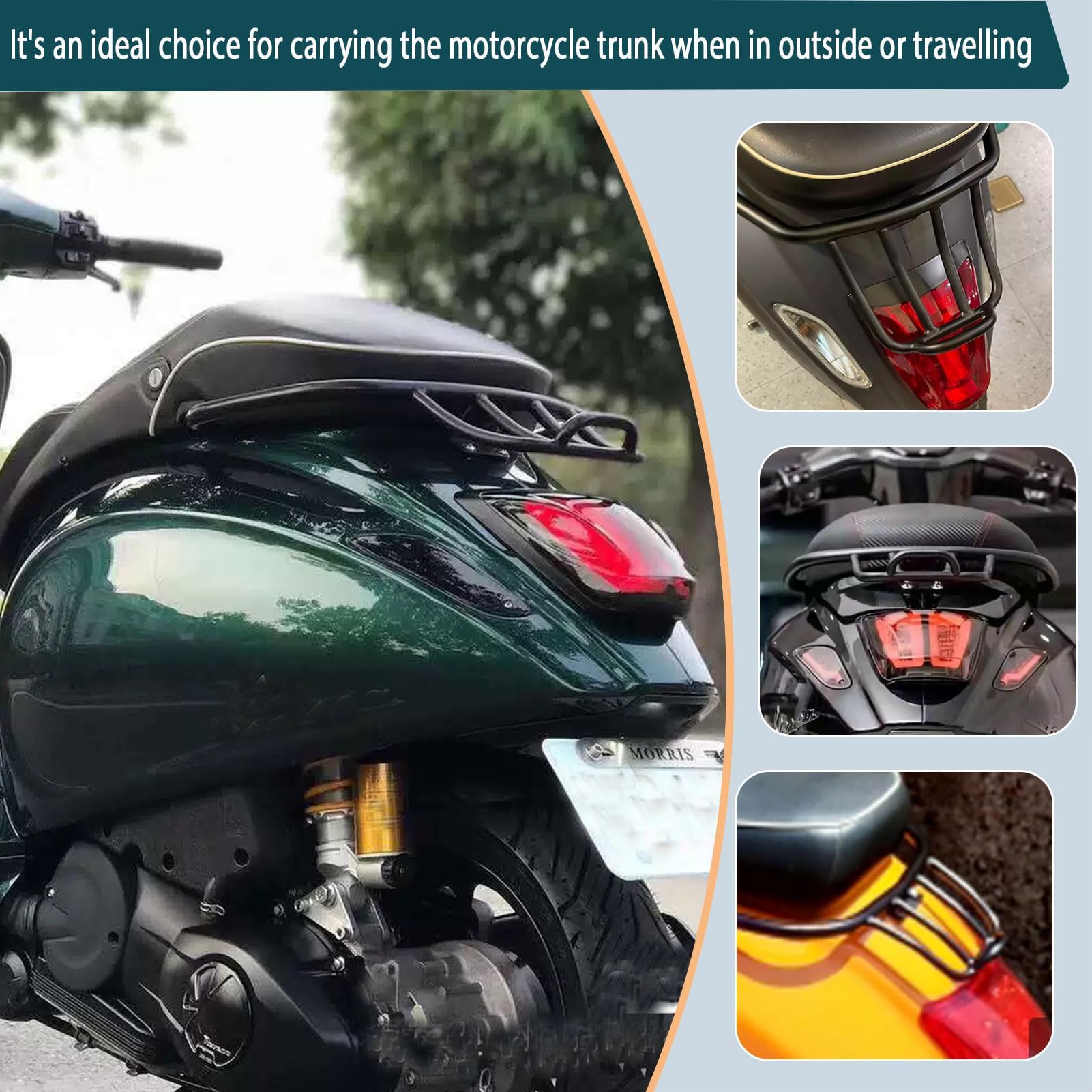 Sedile passeggero per motoposteriore Maniglie per borse laterali Maniglione Kit binario per sedile posteriore Portapacchi per accessori Ve&spa GTS300/ GTV300/ GTS250/ GTS125 08-23 (Silver)