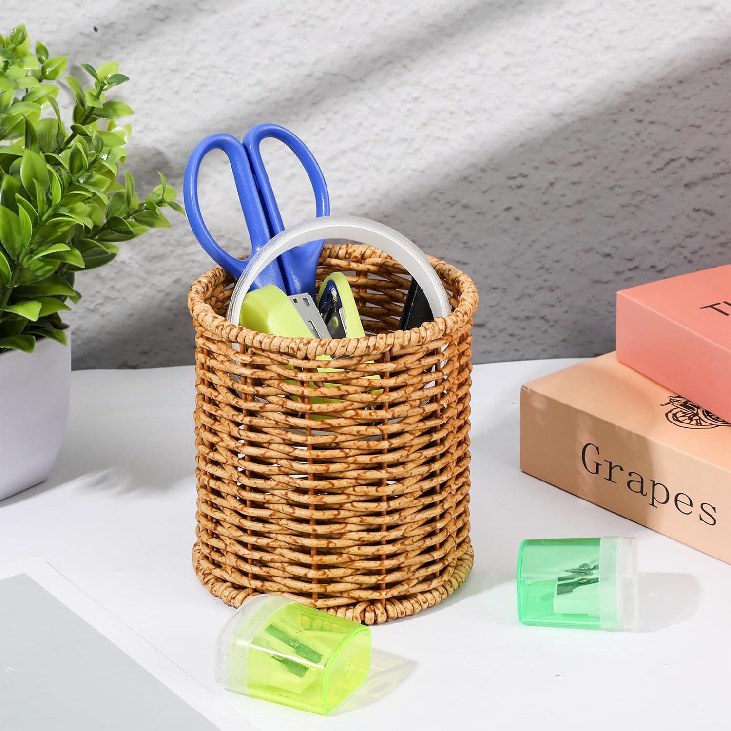 Synthetic Pencil Holders Pen Cup Marker Holders for Natural Home Office Decor, Vanity, Kitchen Desktop Storage for Pens, Scissors, Markers image 4