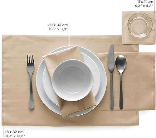 Miniatura 6 de MY DRAP Servilleta de cóctel de algodón, 50 unidades por rollo, 4.5 x 4.5 pulgadas, arena