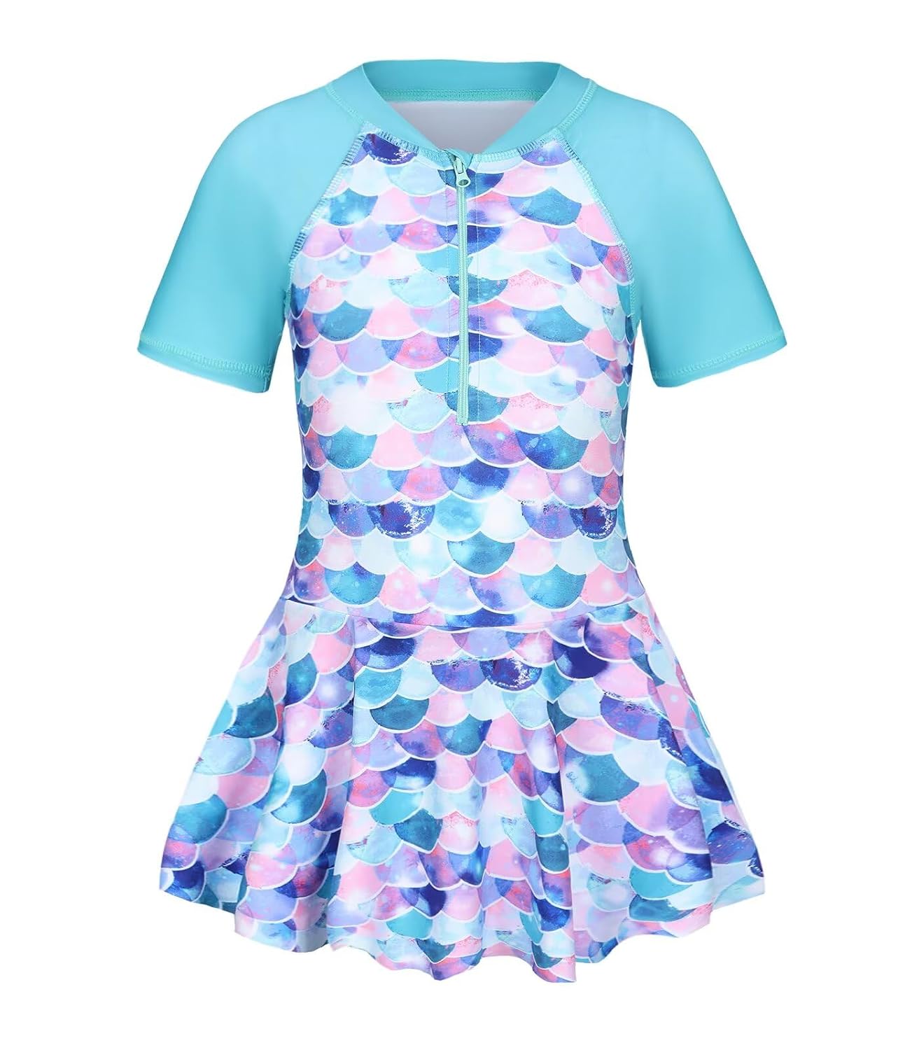Qterdiz Girls One Piece Swimsuits Short Sleeve Swim Dress for Girls Hawaiian Skirted Bathing Suit Summer Swimwear 3-16 Years - Review, Price and Buying Guide