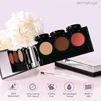 Dermaflage Tattoo Cover Up Makeup, Waterproof Concealer Palette - Bronze | Covers tattoos and bruises, Hides Star and acne, Full Coverage Concealer, Smudge Proof Body Makeup, 3 SFX shades with brush