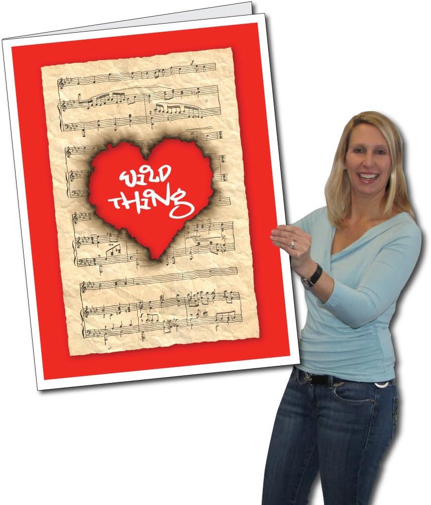 VictoryStore Jumbo Greeting Cards: Giant Valentine's Day Card (Heart with ‘Wild Thing’), 2 feet x 3 feet Card with Envelope