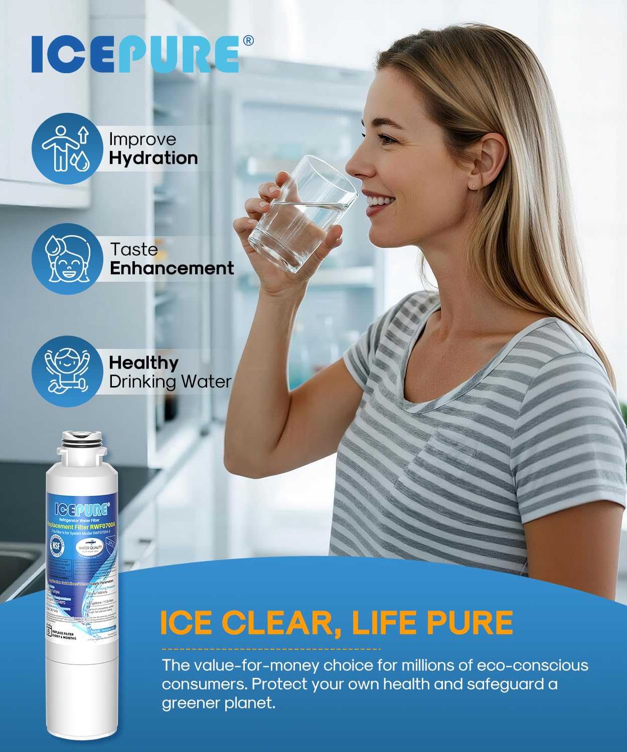 IcePure Wasserfilter für Samsung, Kenmore, Sears, DA2900020A, DA2900020B, DA-97-08006A, DA-97-08006A-B, DA-97-08006B, DA2900019A, DA97-08006A-B, DA29-00019A, HAF-CIN, HAF-CIN-EXP, HAF-CINEXP, HAFCIN, 9101, 46-9101, 469101, WF294