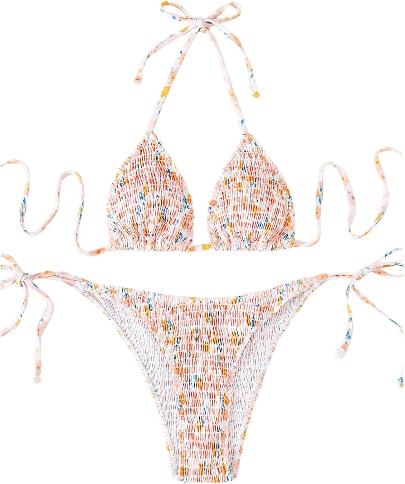 SOLY HUX Women's Metallic Halter Top Two Piece Swimsuit Tie Side Triangle Bikini