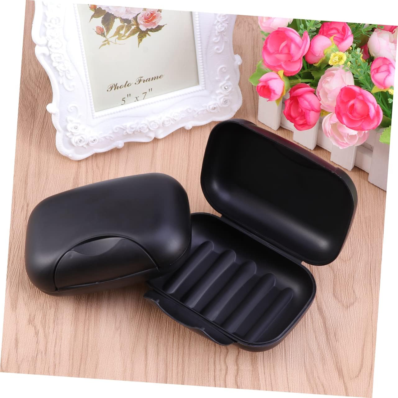 Ipetboom Portable Soap Dish with Lock Large Sealed Soap Case Container for Travel Hiking Camping Lightweight Holder Storage Black