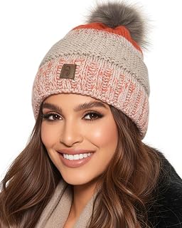 Baesics Winter Hat for Women and Men - Lined Tassel Hat with Faux Fur Pompon, Knitted Hat Style, Made in EU, One Size, Warm and Elastic with Fleece Lining