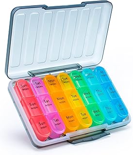 Pill Organizer 3 Times a Day - Weekly Large Pill Organizer 3 Times a Day - [𝗨𝗽𝗴𝗿𝗮𝗱𝗲𝗱 𝗪𝗮𝘁𝗲𝗿𝗽𝗿𝗼𝗼𝗳 ] Daily Pill Box 3 Times a Day Vitamin Organizer, 7 Day Pill Case to Hold Vitamins
