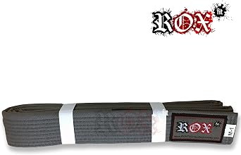 ROX Fit BJJ ベルト キッズサイズ - 大人用サイズ ブラジリアン柔術ベルト 綿100% 丈夫 軽量デザイン BJJ Giベルト グレー