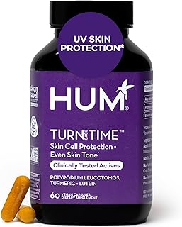 HUM Turn Back Time Turmeric Supplement for Youthful Looking Skin Support with Green Tea Extract, Lutein & Polyphenols, Skin Care Aging & Collagen Support Capsules for Even Tone, 60 Vegan Capsules
