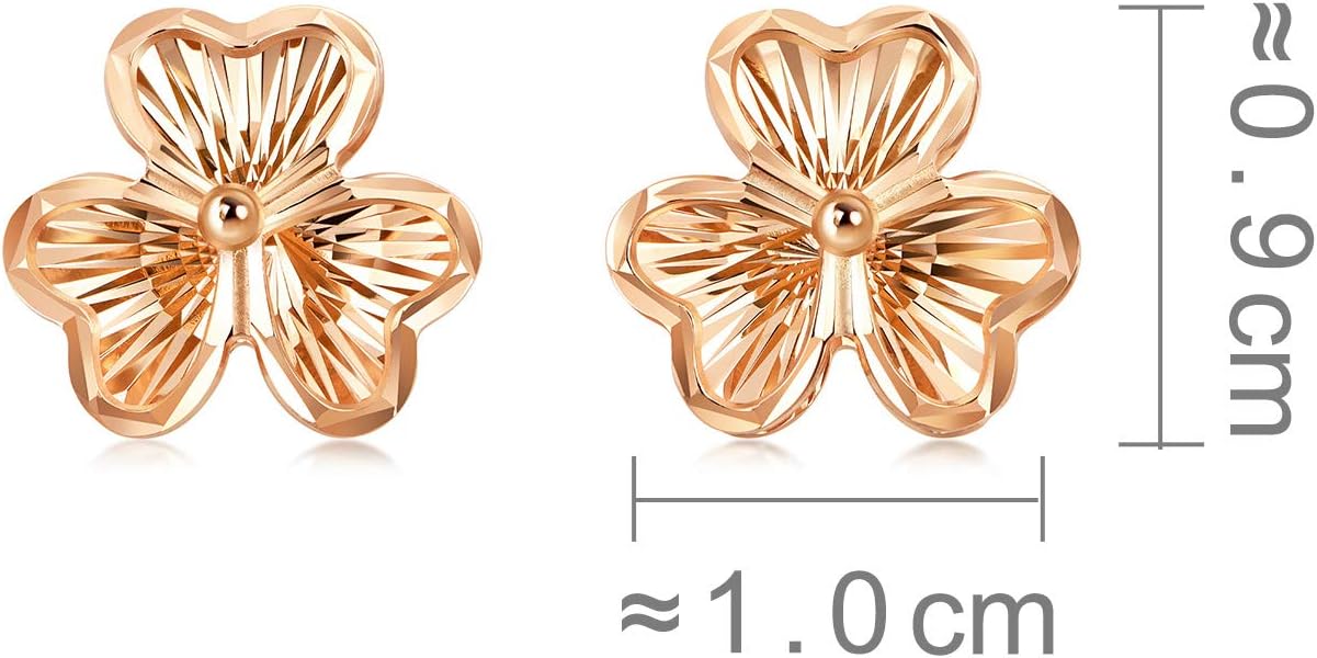 CHOW SANG SANG 18K Rose Gold MINTY Collection Pierced Carved Clover Stud Earrings for Women 92075E
