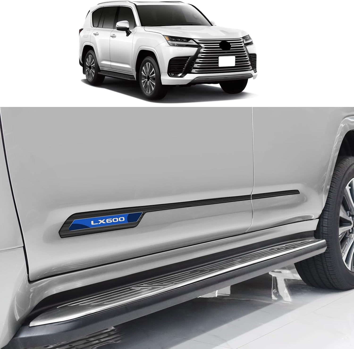Car Body Trim for 2024 2025 2026 Lexus Lx600 & Lx500d Car Body Anti-Collision Trim Appearance Modification Accessories (Stainless Steel Silver)