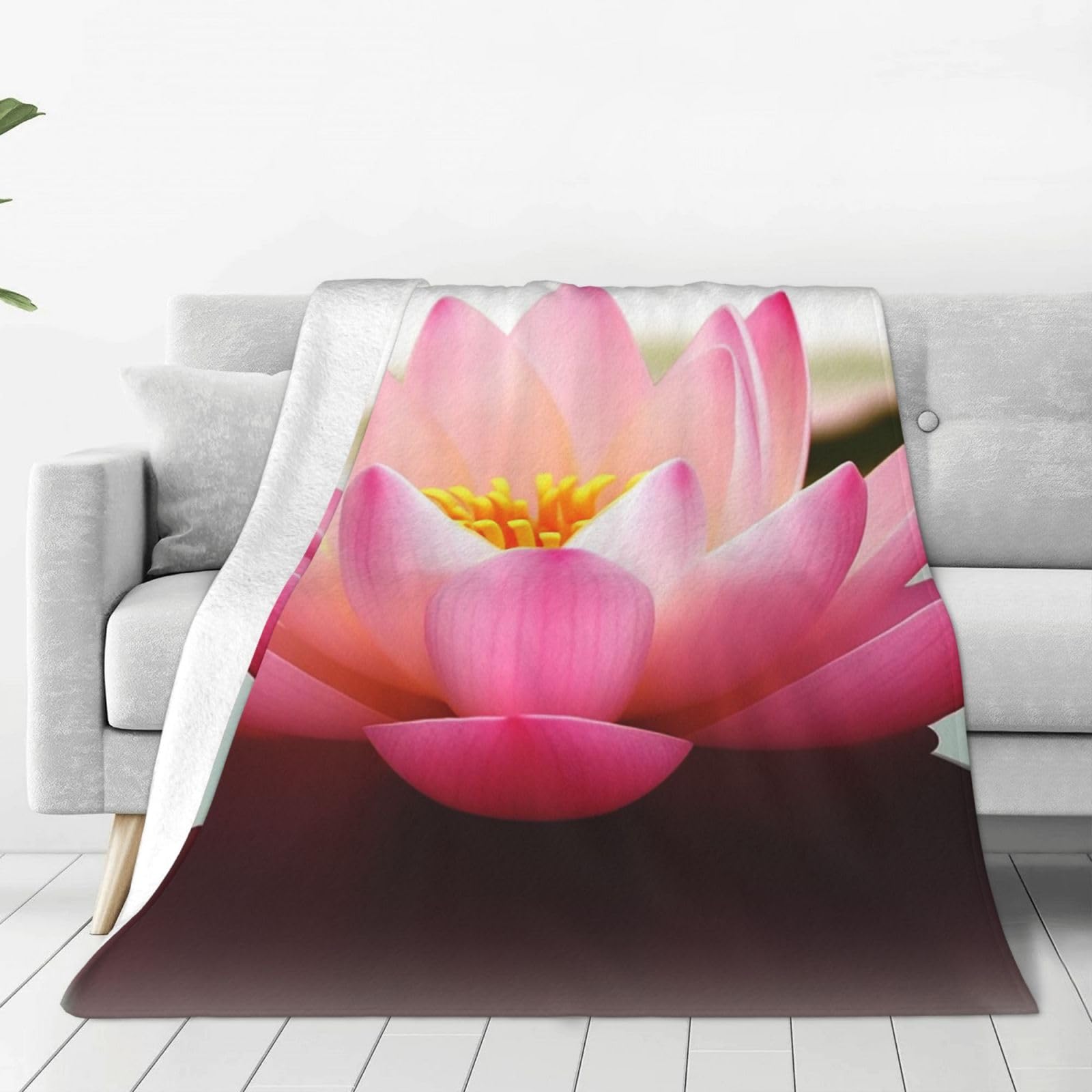 Couverture en micropolaire lotus douce et légère toutes saisons pour lit et canapé de salon