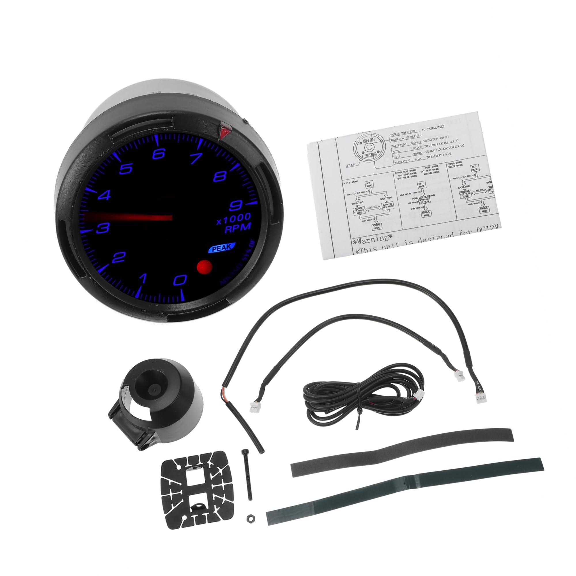 A ABSOPRO 2.5" 60mm Tachometer Gauge Colorful Pointer RPM Tachometer Tach Gauge 0-10000RPM W/Sensor and Bracket Universal Tachometer Car DC 12V Sostituzione dell'articolo