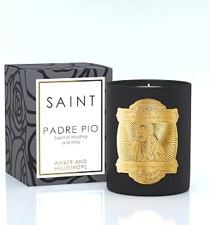 SAINT Padre Pio Scented Candle with Prayer and Prayer Coin, Saint of Healing and Italy, Soy Coconut Aromatherapy Candle with 80 Hour Burn Time, Special Edition