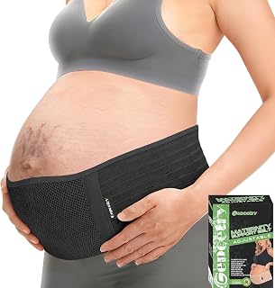 Maternity Belly Band for Pregnant Women | Pregnancy Belly Support Band for Abdomen, Pelvic, Waist, & Back Pain | Adjustable Maternity Belt | For All Stages of Pregnancy & Postpartum (Black)
