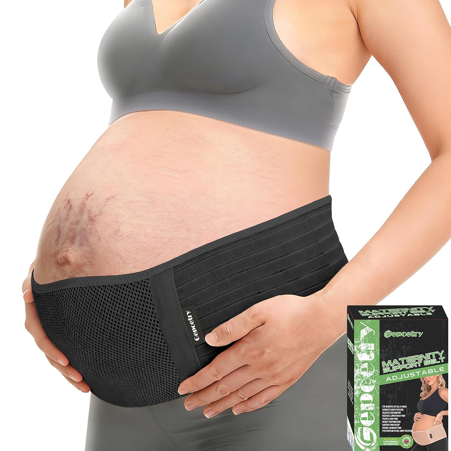Maternity Belly Band for Pregnant Women | Pregnancy Belly Support Band for Abdomen, Pelvic, Waist, & Back Pain | Adjustable Maternity Belt | For All Stages of Pregnancy & Postpartum (Beige)