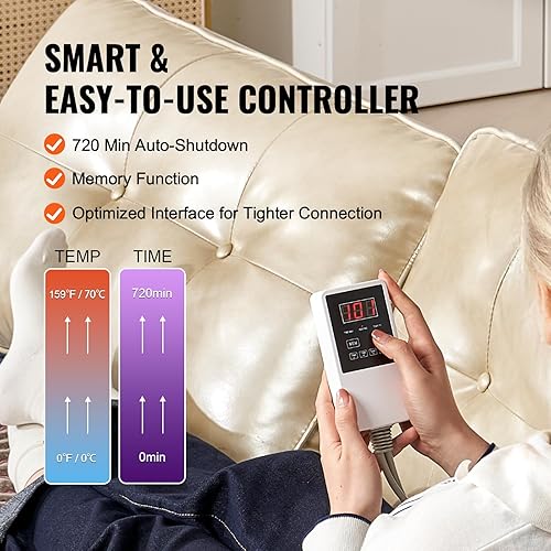 Miniatura 5 de VEVOR Almohadilla térmica de infrarrojo lejano, 5 piedras preciosas de cristal natural, almohadilla térmica de amatista de cuerpo completo con iones