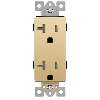 LIDER Decorator Receptacle, Tamper-Resistant Wall Outlet, 20A, Matte Gold