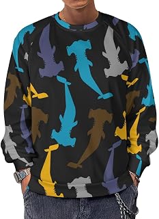 Hammerhead Sharks Men's Crewneck Sweatshirt Long Sleeve Casual Pullover Sweater T-shirt Lightweight Tops