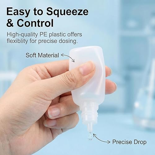 Miniatura 9 de Botella gotera líquida vacía recargable para ojos, 12 unidades, 1.0 fl oz, 1 oz, portátil, suave, exprimible, plástico transparente, frascos