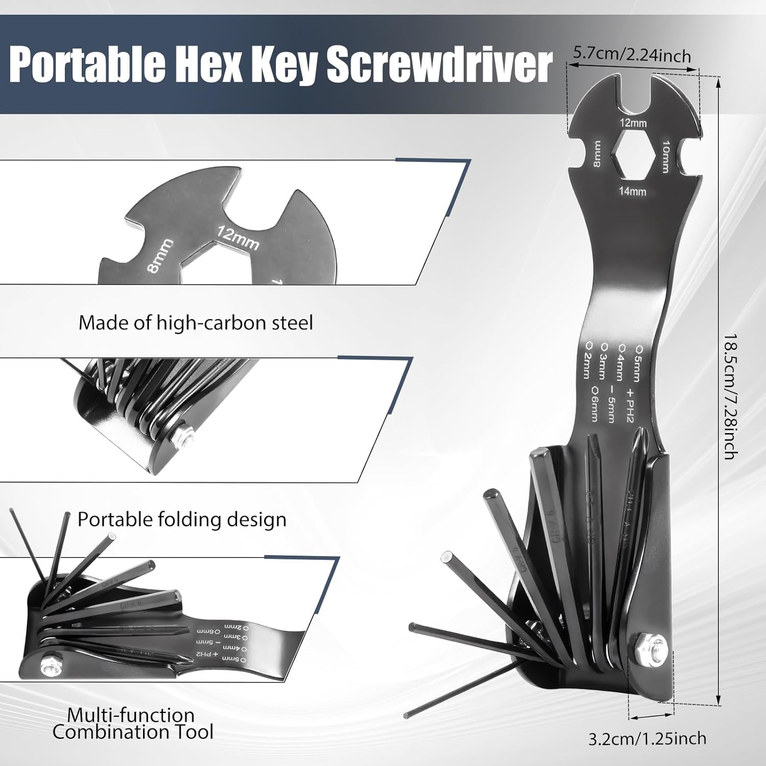 Folding Tool Set, Multifunctional Foldable Screwdriver Tool with Screwdrivers and Wrenches, Portable Screwdriver Set Including Allen Wrenches for Household Repair Disassebly Assembly