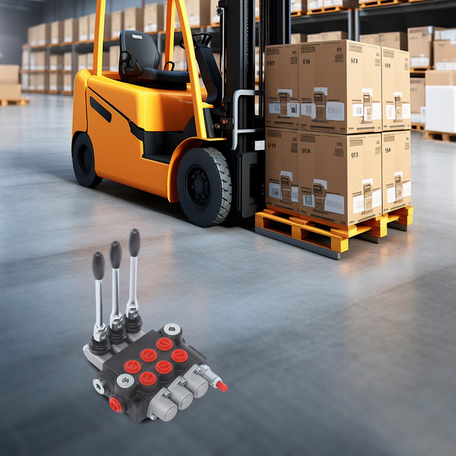 Instalación neumática hidráulica Válvula direccional hidráulica Grúa hidráulica 3 deslizadores Hierro fundido plata/negro/rojo 40 L/min Manual para carretillas elevadoras y tractores