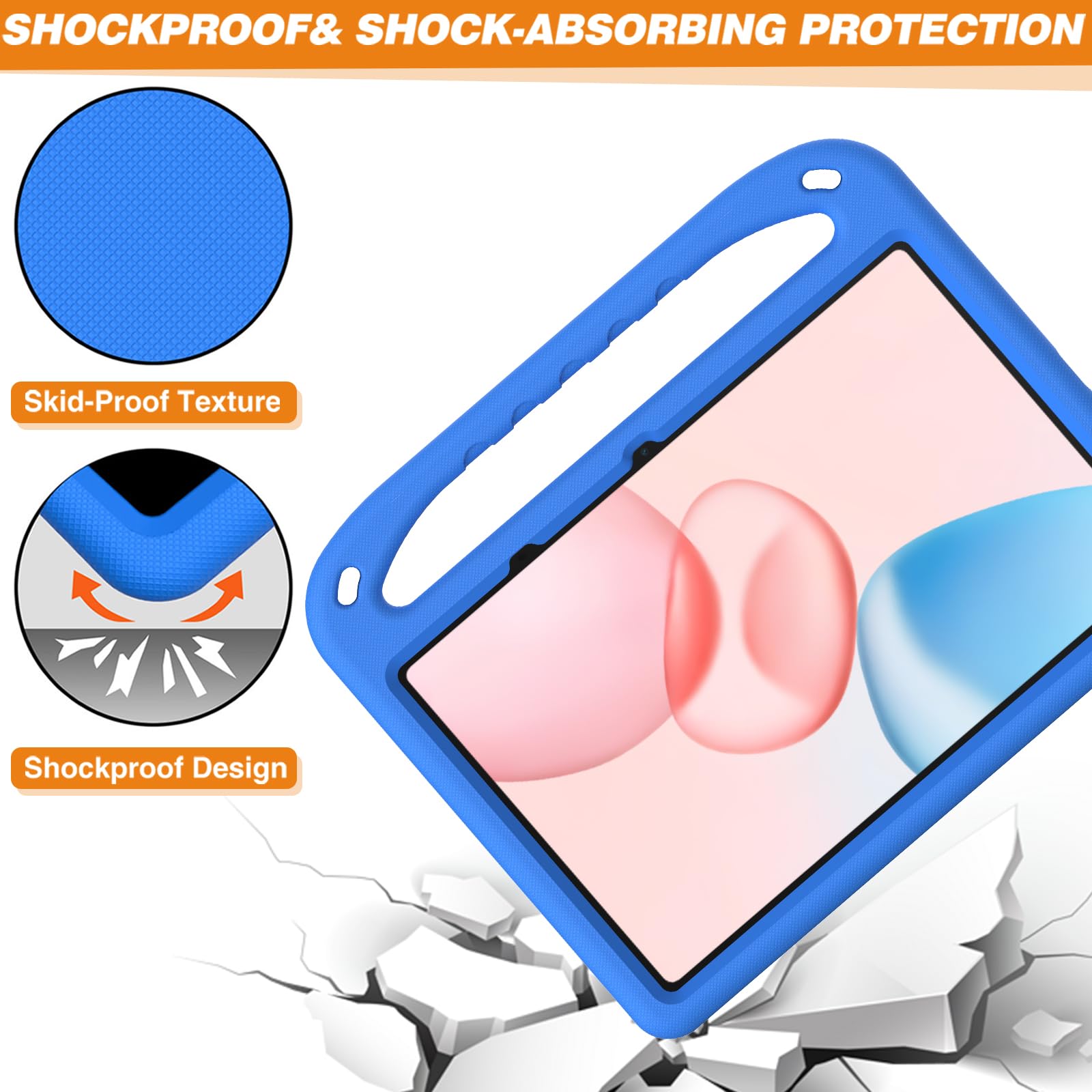 Compatibile con Honor Pad 10 (12,1 pollici) 2025, custodia protettiva leggera in EVA per bambini, antiurto, con manico e tracolla, custodia per tablet carina. Blu