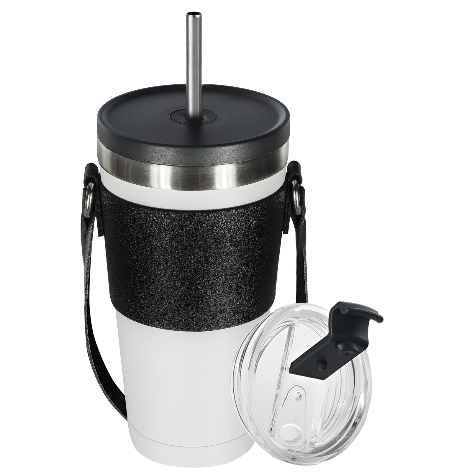 Bluego 20oz Insulated Tumbler with Lid and Straw Iced Coffee Cup