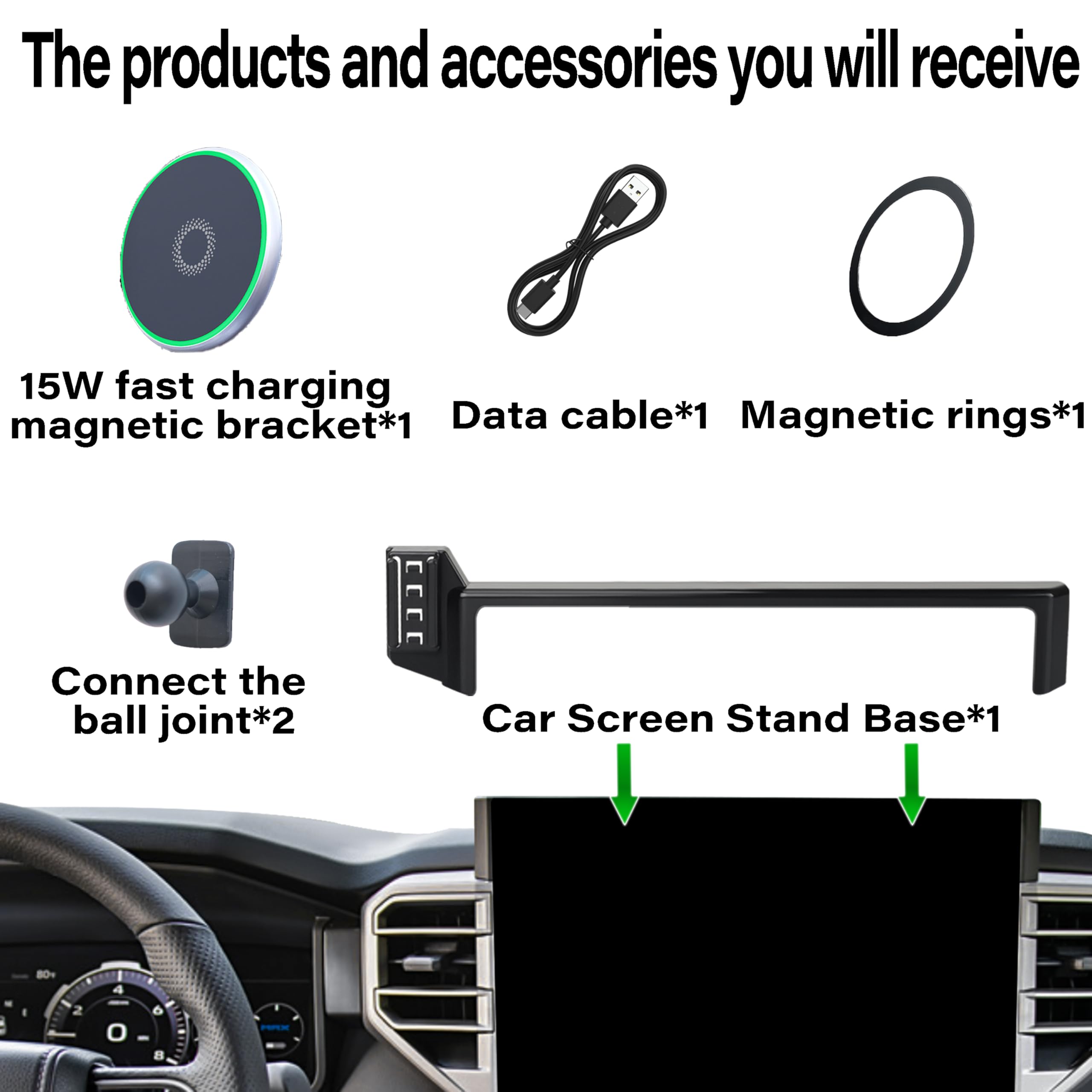 Samochodowy uchwyt na telefon do 2022-2025 Toyota Tundra/2023 2024 2025 Toyota Sequoia akcesoria 15 W szybka bezprzewodowa ładowarka ekran stały klips uchwyt na telefon komórkowy bez