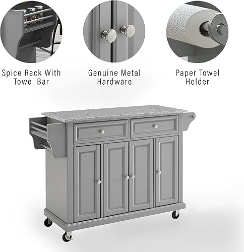 Vista 35 de Crosley Furniture isla de cocina con ruedas, Madera, Blanco