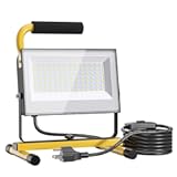 60W LED Work Lights, 8400LM Portable Flood Light with Plug, 5000K Daylight, IP65 Waterproof Adjustable Job Site Lighting for Construction Site, Garage, Workshop, Jetty