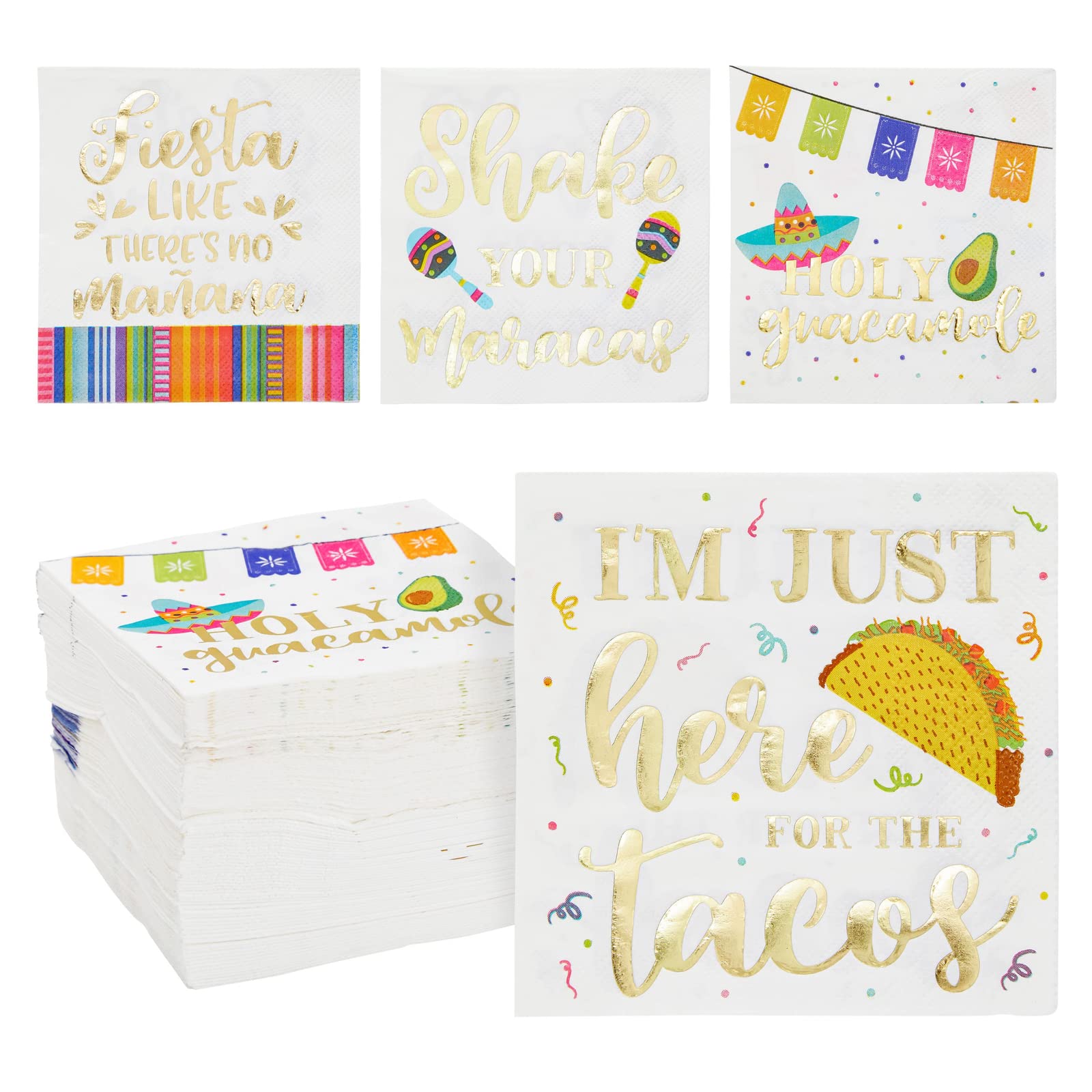 Buy 100 Pack Mexican Fiesta Napkins for Cinco de Mayo Party Supplies