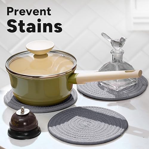 Miniatura 5 de Juego de 3 salvamanteles para platos calientes, salvamanteles para ollas y sartenes calientes, soportes resistentes al calor, posavasos elegantes,