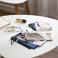 Vista 4 de Yogo Vision Microfiber Glasses Pouch n Cloth 4 Set Protect Eyewear Smudges Dirt Ultra-Soft Lens Cloth Bags w/Drawstrings
