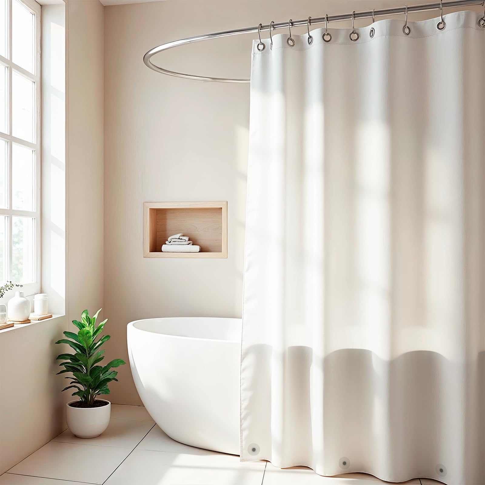 Zeno Frosted Shower Curtain Liner - 72" X 72" Size - Premium Peva Shower Liner - Rustproof Grommets - 3 Magnets, Waterproof & Lightweight Curtains Set For Bathroom - Pac2