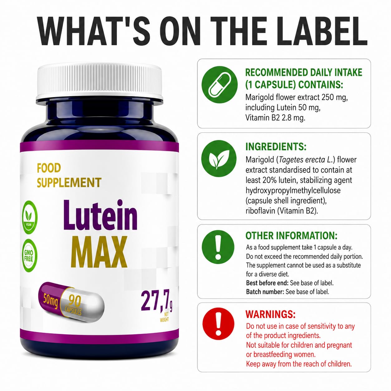 Hepatica Lutéine 50 mg avec Vitamine B2 | Extrait de Souci | 90 Gélules Véganes | Réserve 3 Mois | GMP & laboratoire indépendant