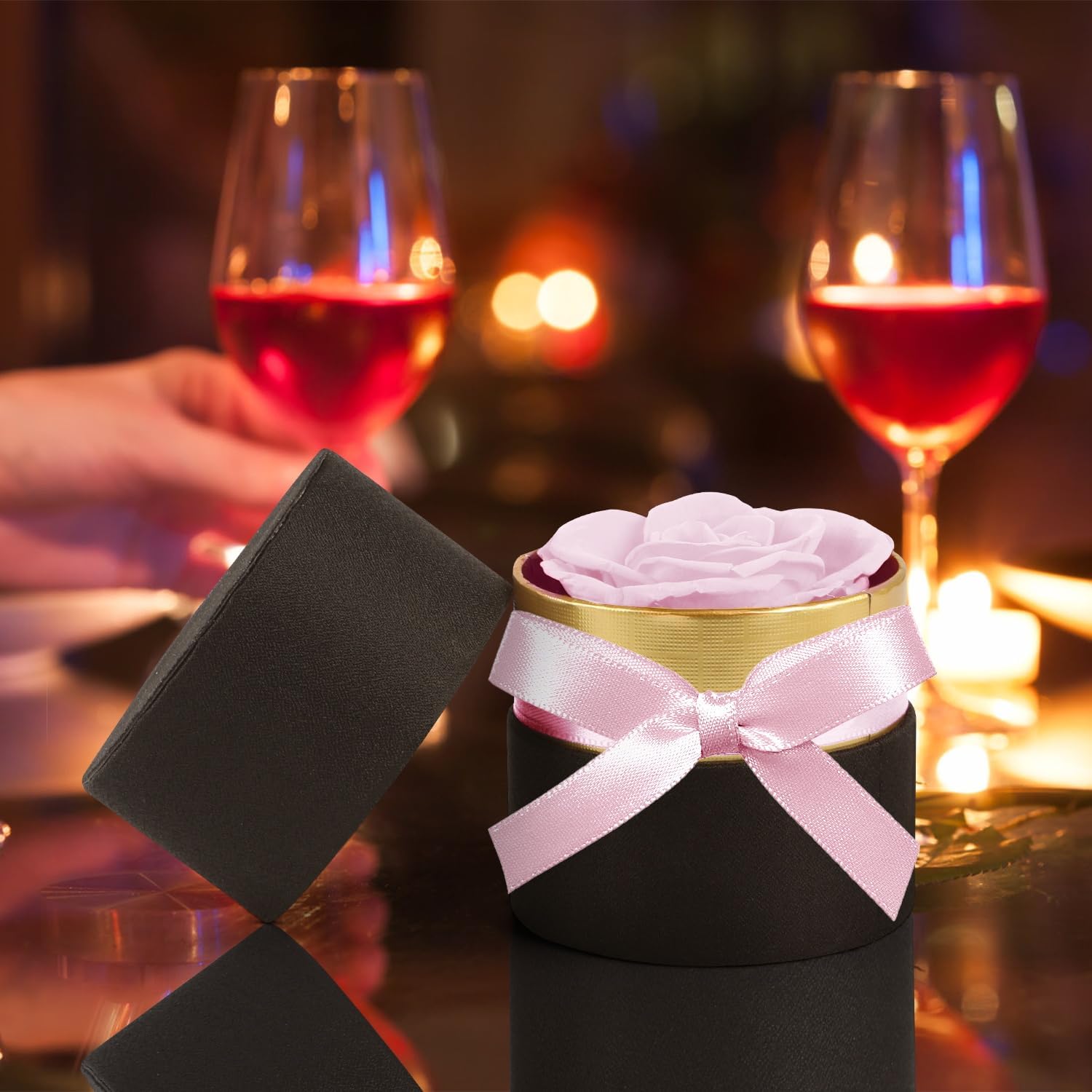 Mini Single Rose Box, Mini Forever Roses, Stunning Pink Roses, Preserved Fresh Forever Flowers Gift for Her, Valentine's Day Mother's Day Wedding Christmas Anniversary (Pink) - Image 5