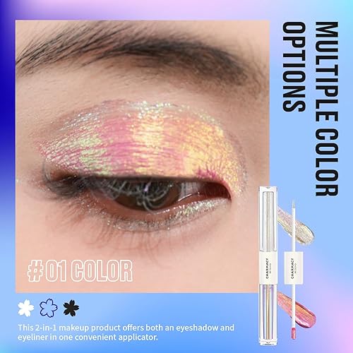 Miniatura 9 de CHARMACY Sombra de ojos líquida duocroma, aspecto de ojos multidimensional, juegos de sombras de ojos con purpurina de larga duración, pigmentos