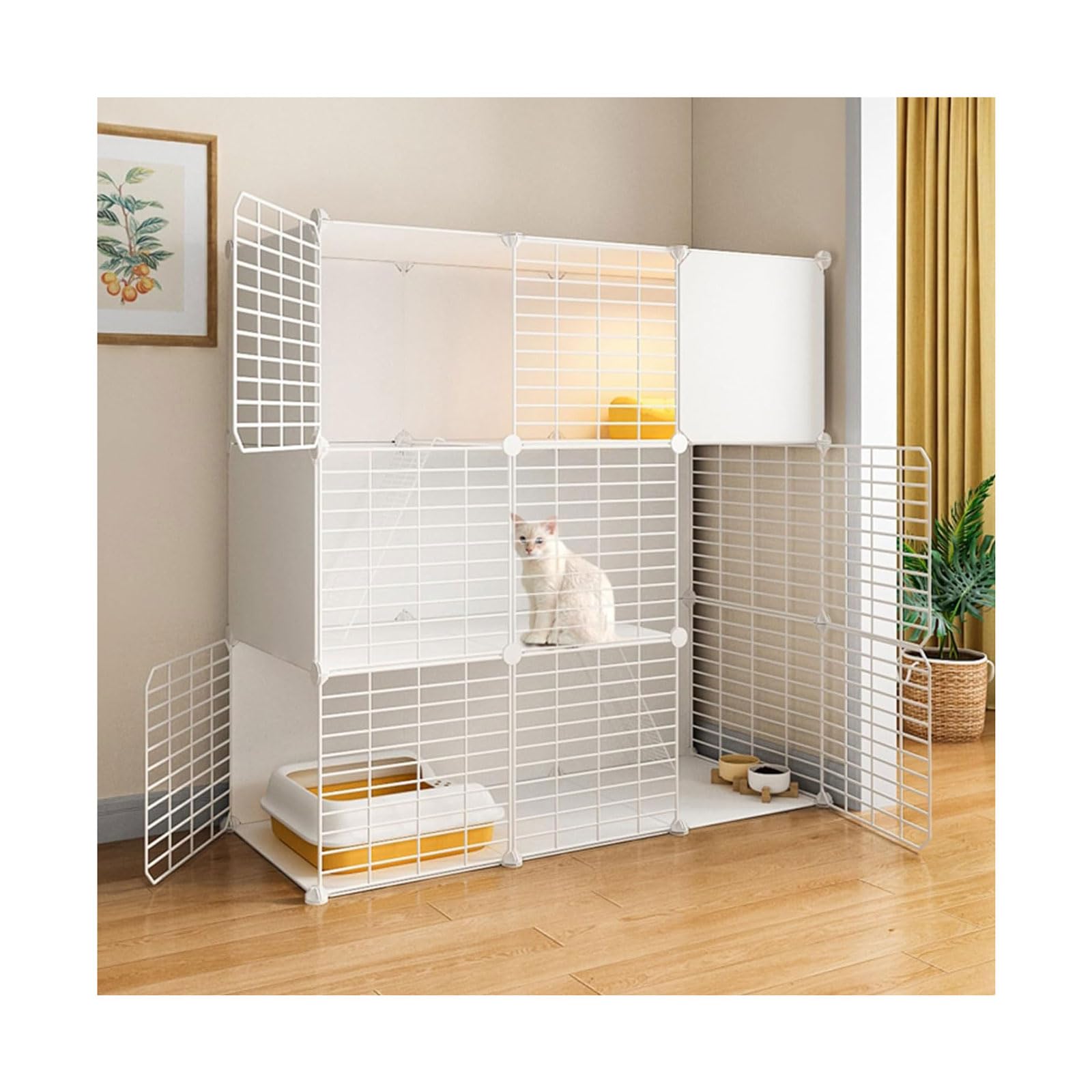 Gabbia per gatti a 3 livelli, per interni, staccabile, in filo metallico, cuccia fai da te, grande box per animali domestici, per piccoli animali, cuccioli, conigli