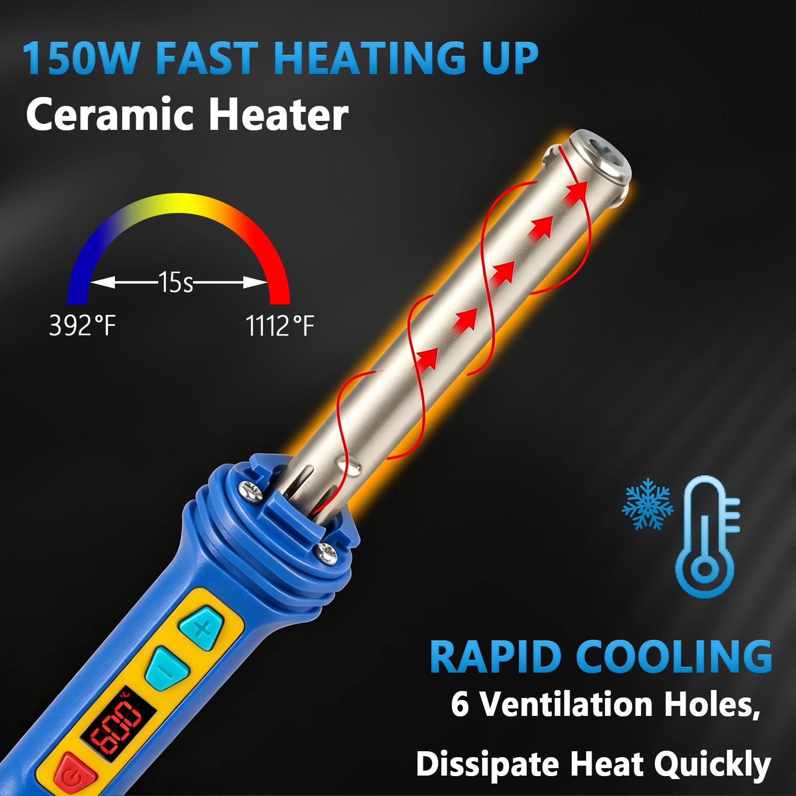 GNI - 150W Digital Temperatura Regolabile Saldatore 106pcs Saldatura Aste 5 Punte Kit di Riparazione 3 in 1 Saldatore Plastica Saldatore Kit per Kayak