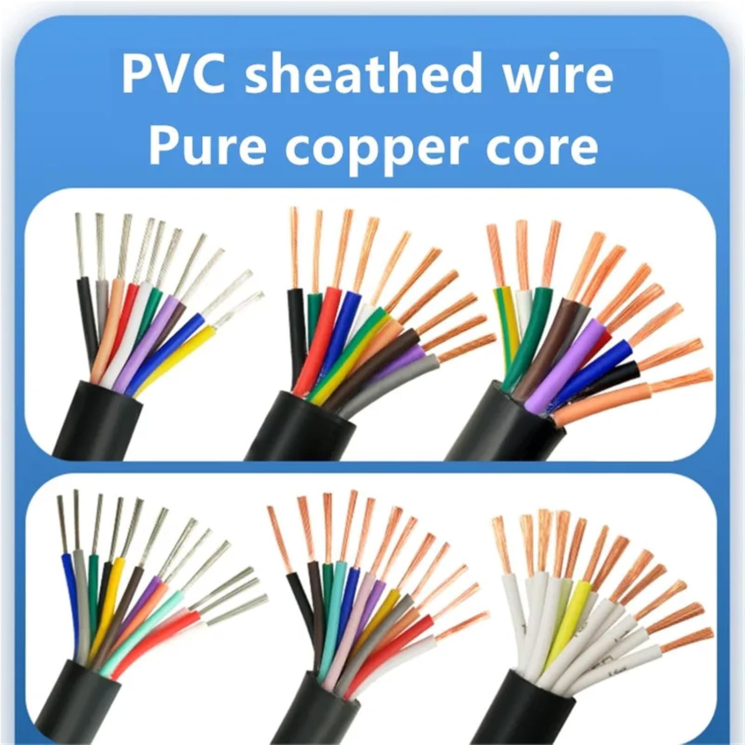 1pc 15 13awg Monitoring Power Cable Wire 14 16 20 24 30 core 1.5 2.5mm² Pure Copper Control Wire PVC Power Wire(13 AWG 5 Meters,14 cores)