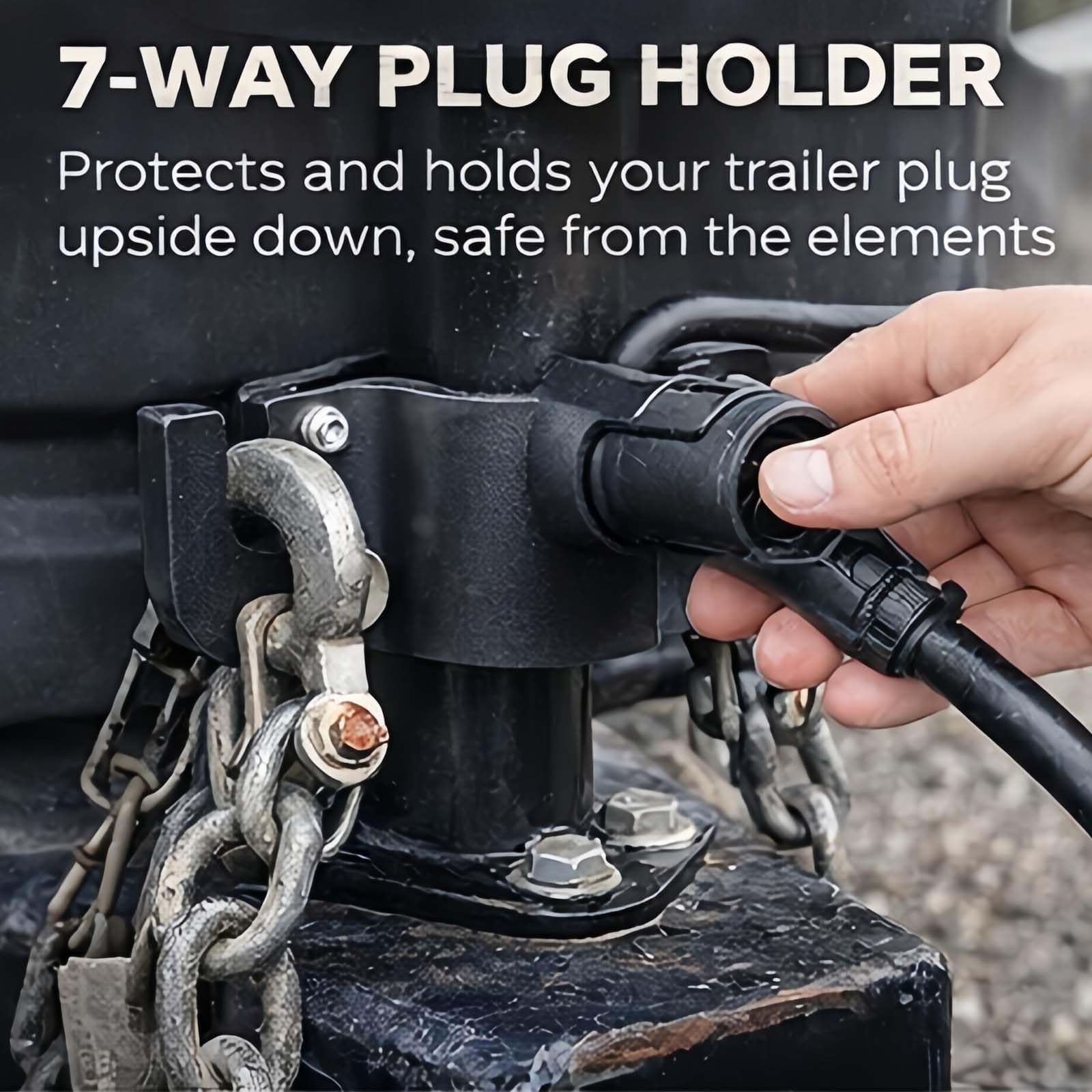 Aluminum Rv Towing Chain Organizer & 7-Way Plug Holder, Heavy Duty Anti-Rust Trailer Chain and Plug Holder for Tongue Jack, Cable Wire Harness Holder for Rv Camper Towing (1pc) - 4