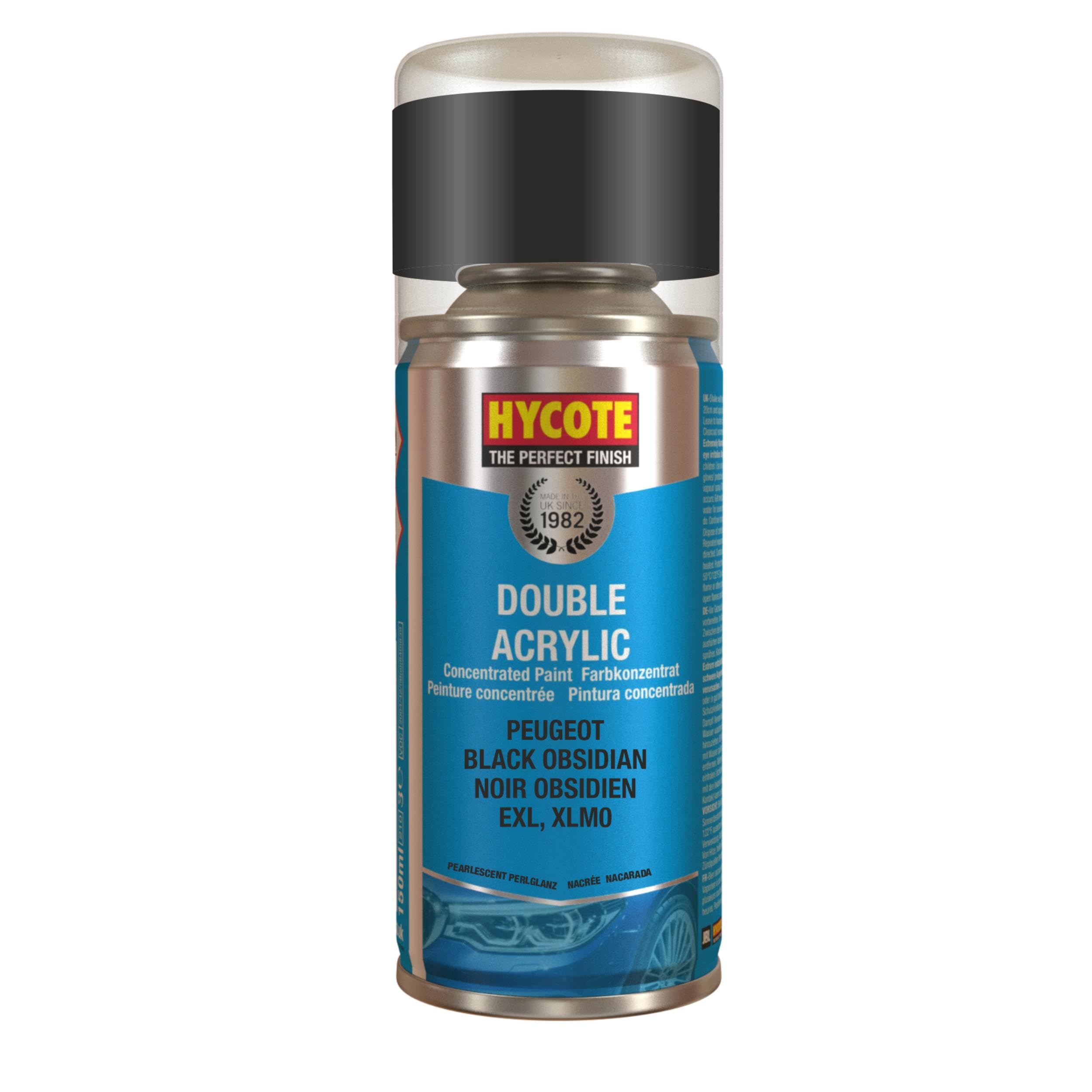 Hycote Double Acrylic Aerosol Car Spray Paint, Peugeot - Black Obsidian, 150 ml
